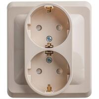 Розетка 2-м СП Этюд 16А IP20 250В с заземл. защ. шторки крем. SE PC16-008K - УПС инжиниринг