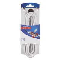 Шнур антенный штекер TV- гнездо TV 3м бел. блист. Rexant 06-3081 - УПС инжиниринг