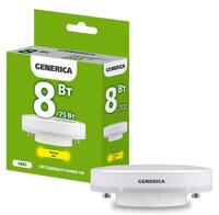 Лампа светодиодная T80 8Вт таблетка 3000К GX53 230В GENERICA LL-T80-08-230-30-GX53-G - УПС инжиниринг