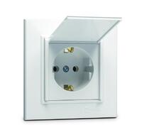 Розетка с/з и крышкой (Керамика) СП Karea 16А IP20 бел. Makel 56001009 - УПС инжиниринг