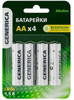 Элемент питания алкалиновый AA/LR6 Alkaline (блист.4шт) GENERICA ABT-LR06-ST-L04-G - УПС инжиниринг