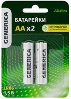 Элемент питания алкалиновый AA/LR6 Alkaline (блист.2шт) GENERICA ABT-LR06-ST-L02-G - УПС инжиниринг