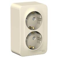 Розетка 2-м ОП Blanca 16А IP20 250В с заземл. защ. шторки с изолир. пластиной молоч. SE BLNRA011212 - УПС инжиниринг