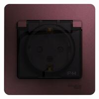Розетка 1-м СП Glossa 16А IP44 250В с заземл. защ. шторки с крышкой в сборе баклажан. SE GSL001148 - УПС инжиниринг