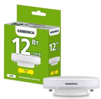 Лампа светодиодная T80 12Вт таблетка 3000К GX53 230В GENERICA LL-T80-12-230-30-GX53-G - УПС инжиниринг