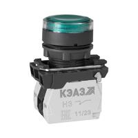 Кнопка КМЕ4511мЛ-220В-зеленый-1но+1нз-цилиндр-индикатор-IP54 КЭАЗ 309579 - УПС инжиниринг