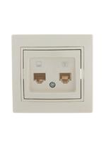 Розетка компьютерная + телефонная 2-м СП Mira RJ45 + RJ11 крем./крем.. LEZARD 701-0303-143 - УПС инжиниринг