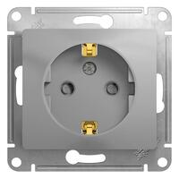 Розетка 1-м СП Glossa 16А IP20 с заземл. защ. шторки механизм алюм. SE GSL000345 - УПС инжиниринг