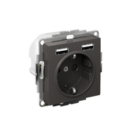 Розетка AtlasDesign 16А с 2-мя заряд. устройствами USB тип A+A 5В/2.4А 2х5В/1.2А механизм базальт SE ATN001430 - УПС инжиниринг