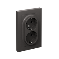 Розетка двойная AtlasDesign с заземл. со шторками 16А в сборе базальт SE ATN001426 - УПС инжиниринг