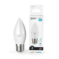 Лампа светодиодная Elementary 8Вт свеча 4100К нейтр. бел. E27 540лм GAUSS 33228 - УПС инжиниринг