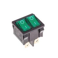 Выключатель клавишный 250В 6А (6с) ON-OFF зел. с подсветкой ДВОЙНОЙ Mini (RWB-305) Rexant 36-2163 - УПС инжиниринг