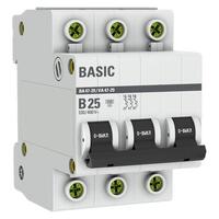 Выключатель автоматический модульный 3п B 25А 4.5кА ВА 47-29 Basic EKF mcb4729-3-25-B - УПС инжиниринг