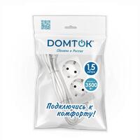 Удлинитель 2х1.5м с заземл. 16А IP20 3.5кВт ПВС 3х1 бел. DOMTOK 2384 - УПС инжиниринг