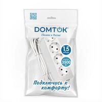 Удлинитель 4х1.5м с заземл. 16А IP20 3.5кВт ПВС 3х1 бел. DOMTOK 2394 - УПС инжиниринг
