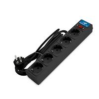 Удлинитель с сетевым фильтром 5х3м с заземл 10А IP20 2.2кВт ПВС 3х1 с выкл. черн. DOMTOK 2538 - УПС инжиниринг