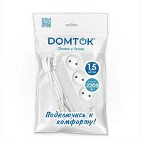 Удлинитель 3х1.5м без заземл. 10А IP20 2.2кВт ПВС 2х1 бел. DOMTOK 2349 - УПС инжиниринг