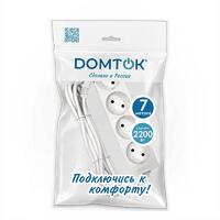 Удлинитель 4х7м без заземл. 10А IP20 2.2кВт ПВС 2х1 бел. DOMTOK 2358 - УПС инжиниринг