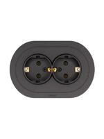 Розетка 2-м СП OSEN с заземл. ПБТ круглая механизм черн. бархат LEZARD 744-4200-127B - УПС инжиниринг