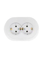 Розетка 2-м СП OSEN с заземл. ПБТ круглая механизм бел. LEZARD 744-0200-127B - УПС инжиниринг