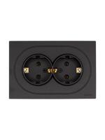 Розетка 2-м СП OSEN с заземл. ПБТ механизм черн. бархат LEZARD 743-4200-127B - УПС инжиниринг