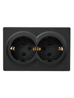 Розетка 2-м ОП LETO с заземл. закрытый корпус ПБТ черн. бархат LEZARD 752-4200-127B - УПС инжиниринг