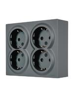 Розетка 4-м ОП LETO с заземл. закрытый корпус ПБТ графит LEZARD 752-3400-127BDP - УПС инжиниринг