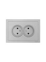 Розетка 2-мест. с/з СП ZIMA IP20 16А ПБТ безвинт. зажим сер. матов. LEZARD 704-7400-127BQC - УПС инжиниринг