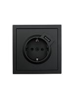 Розетка 1-мест. с/з+USB разъем СП ZIMA IP20 черн. бархат LEZARD 704-4288-181 - УПС инжиниринг