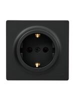Розетка 1-м ОП LETO с заземл. ПБТ черн. бархат LEZARD 752-4200-122B - УПС инжиниринг