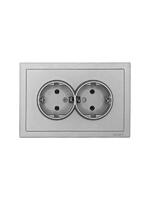Розетка 2-мест. б/з СП ZIMA IP20 16А ПБТ безвинт. зажим сер. матов. LEZARD 704-7400-128BQC - УПС инжиниринг