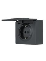 Розетка 1-м ОП LETO с заземл. с крышкой LETO ПБТ графит LEZARD 752-3400-123B - УПС инжиниринг