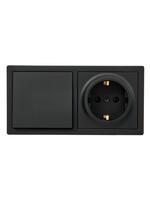 Блок ОП LETO (1-кл. выключатель + 1-м розетка с заземл.) горизонт. черн. бархат LEZARD 752-4200-170BAP - УПС инжиниринг