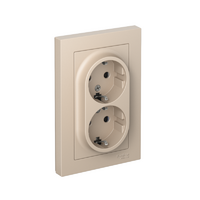 Розетка 2-м. AtlasDesign 16А с заземл. со шторками в сборе песочн. SE ATN001226 - УПС инжиниринг
