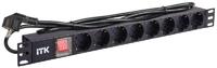 Блок розеток 8 мест PDU (немец. станд.) DIN49440 PH12-8D1 с LED выкл. алюм. профиль1U шнур 2м ITK PH12-8D1 - УПС инжиниринг