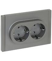 Розетка 2-м СП FORTE&PIANO FP524 16А с заземл. без защ. шторок безвинт. крепл. сталь IEK FP-R21-16-1-K46 - УПС инжиниринг