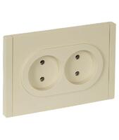 Розетка 2-м СП FORTE&PIANO FP426 10А без заземл. без защ. шторок безвинт. крепл. ваниль IEK FP-R20-10-1-K10 - УПС инжиниринг