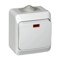 Выключатель 1-кл. ОП Этюд 10А IP44 10AX с подсветкой сер. SE BA10-045C - УПС инжиниринг