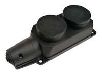 Колодка 2-м 16А IP44 с заземл. с защ. крышками каучук черн. IN HOME 4690612010274 - УПС инжиниринг