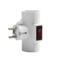 Разветвитель 3-м Т-образный с выключателем с заземл. 16А 3500Вт 250В бел. DОМТОК 2663 - УПС инжиниринг