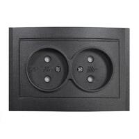 Розетка 2-м СП Бриллиант 16А IP20 без заземл. защ. шторки в сборе графит Universal 7947526-Gr - УПС инжиниринг