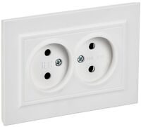 Розетка 2-м СП BRITE РС12-2-БрАБ 10А в сборе без заземл. без защ. шторок арктич. бел. IEK BR-R20-10-K91-F - УПС инжиниринг