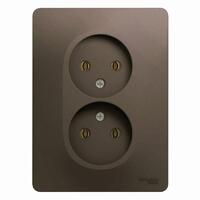 Розетка 2-м СП Glossa 16А IP20 250В без заземл. шоколад SE GSL000820 - УПС инжиниринг