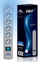 Удлинитель с сетевым фильтром 6х3м с заземл. 10А IP20 CCA 3х0.75 бел. PILOT 531118 - УПС инжиниринг