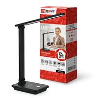 Светильник светодиодный настольный ССО 09Ч 12Вт 3000-6500К 600лм сенсор-диммер с беспров. зарядкой для телефона с адаптером черн. IN HOME 4690612036588 - УПС инжиниринг