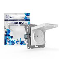 Розетка 1-м СП Pixel IP44 с заземл. с крышкой механизм бел. TOKOV ELECTRIC TKE-PX-R1ZSW1-C01-IP44 - УПС инжиниринг