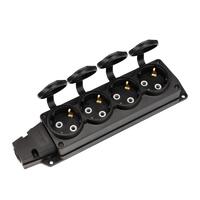 Колодка удлинителя 4-м с заземл. 16А IP54 влагозащ. с защ. крышкой COMPACT каучук черн. Rexant 111-224 - УПС инжиниринг