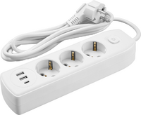 Удлинитель 3х1.8м с заземл. 10А IP20 90 838 OPE-USB-03-180-ESC-3x1 USB 2xType-A + Type-C с кнопкой ОНЛАЙТ 90838 - УПС инжиниринг