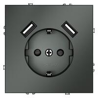 Розетка 1-м СП S70 16А с USB A+A с заземл. защ. шторки механизм титан Voltum VLS040406 - УПС инжиниринг