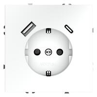 Розетка 1-м СП S70 16А с USB A+С с заземл. защ. шторки механизм бел. матов. Voltum VLS040502 - УПС инжиниринг